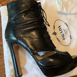 Prada Peep Toe Ankle Booties